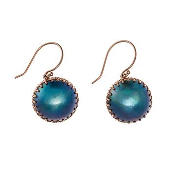 354. EARRINGS, 14K gold. South sea natural colour mabe pearls 15 mm.
