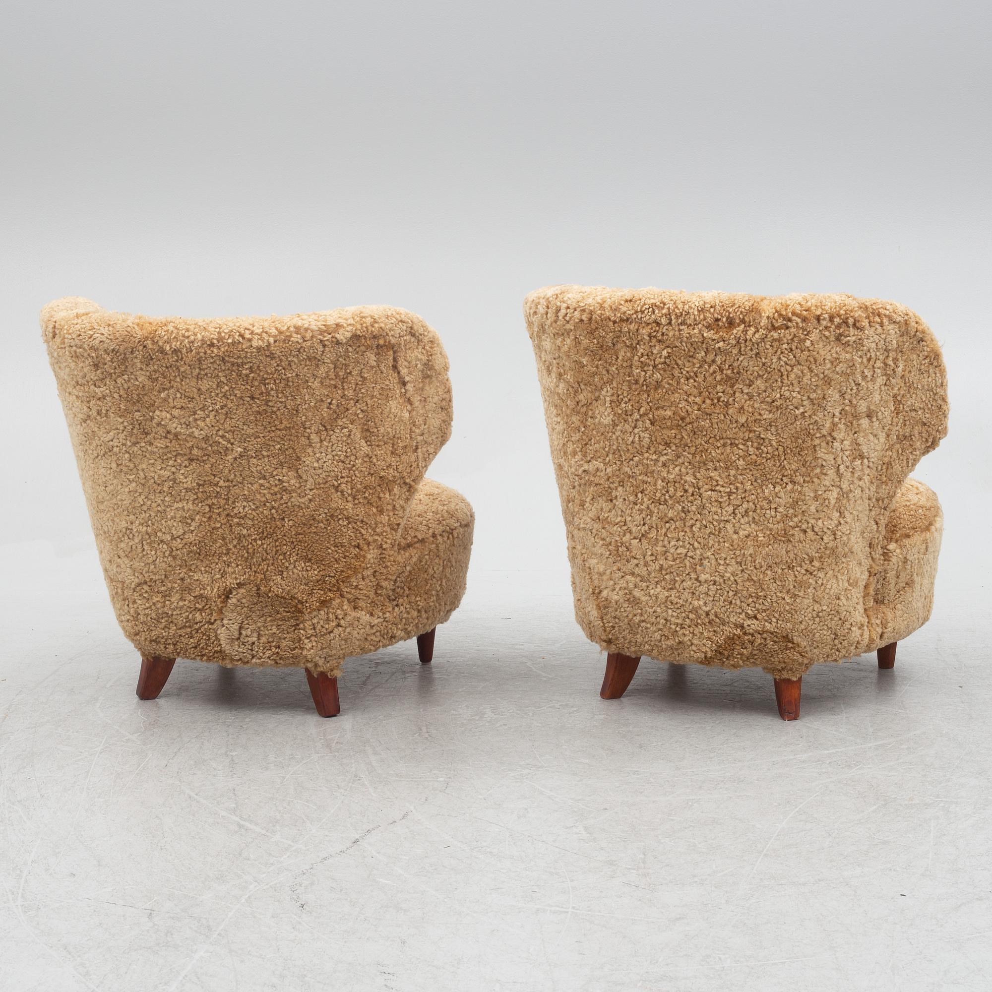 Armchairs, a pair, Swedish modern, mid-20th century.