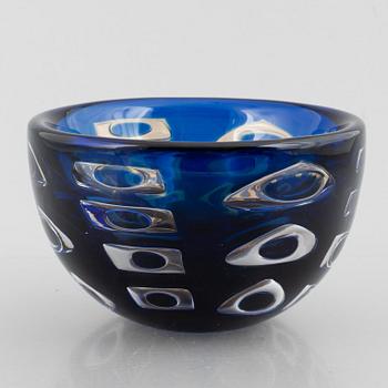 Ingeborg Lundin, skål, glas, ariel, Orrefors 1977.