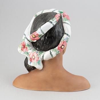 Le Bertetti, a "Hawayana" ceramic bust, Torino, Italy 1950's, N. 69.
