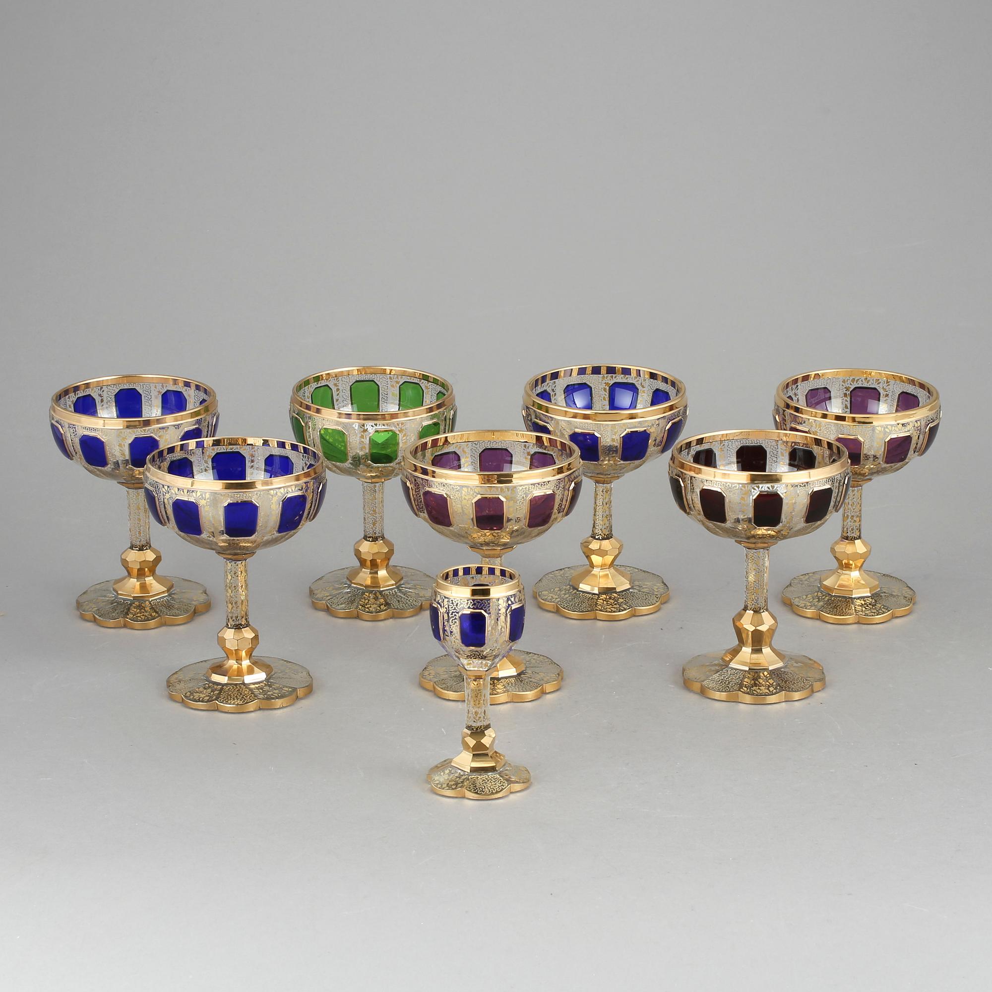 CHAMPAGNEKUPOR, 7 + 1, glas, Italien, 1800-talets slut.