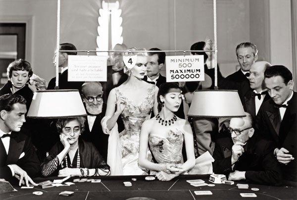 Richard Avedon, "Sunny Harnett and Alla evening dresses by Balmain, Casino, Le Touquet August 1954".