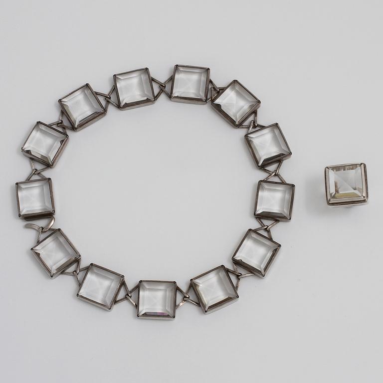 ANDERS HÖGBERG, Göteborg, 1969, a rockcrystal ring and necklace.