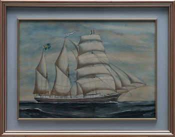GUSTAF FREDRIKSSON, akvarell med täckvitt, signerad och märkt "Indo", Norrtelje, Capt. A.W. Fröberg 1899.