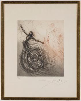 SALVADOR DALI, drypoint etching with hand-colouring, signed and numbered 100/145.