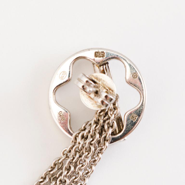 MONTBLANC, halsband med liten diamant och örhängen, "Star collection", silver.