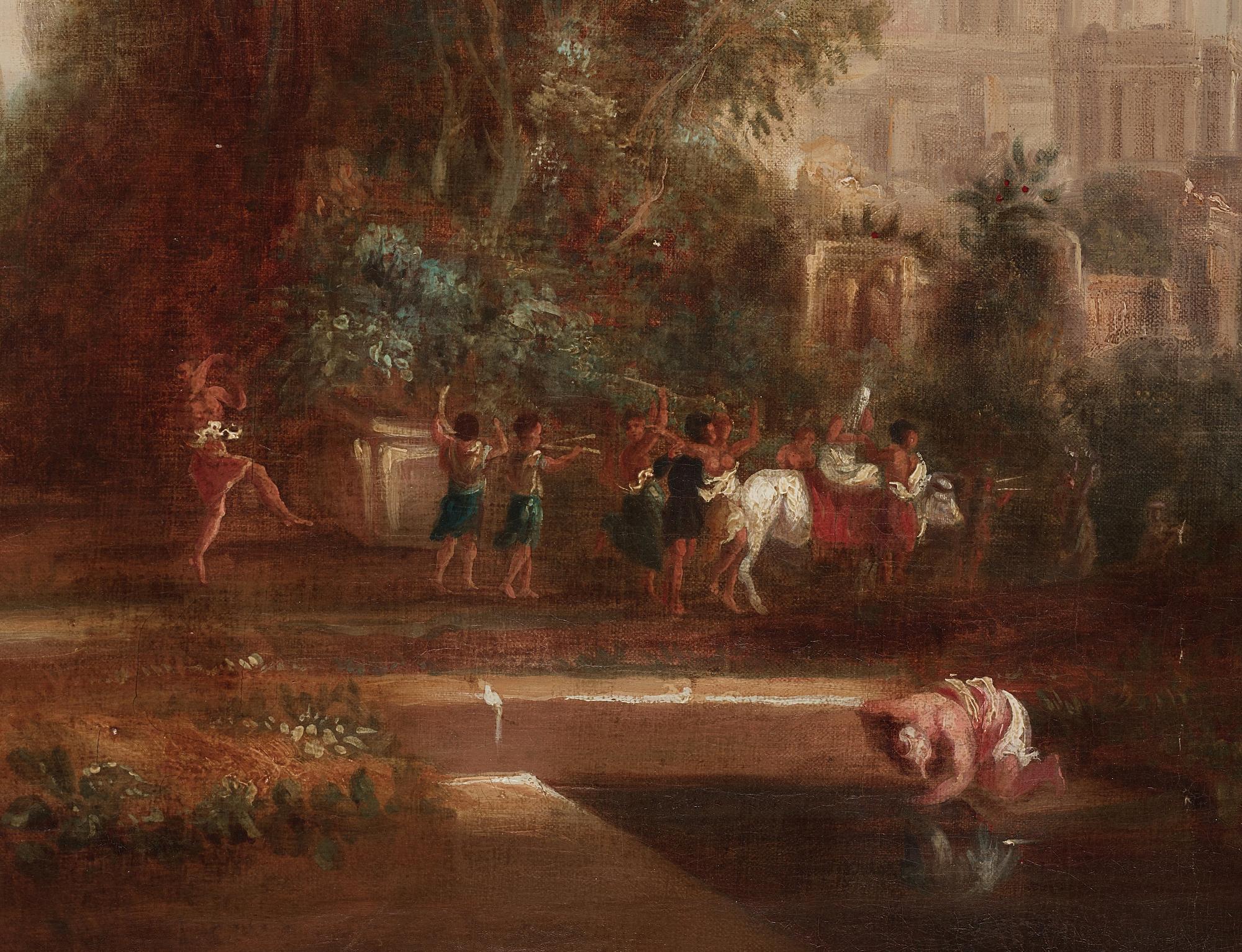 Nicolas Poussin In the manner of the artist, Bacchanal outside an antique city.