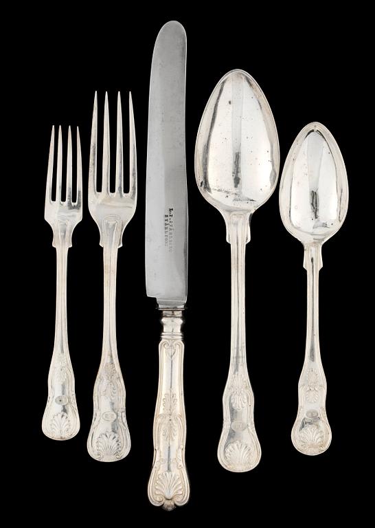 BESTICKSSERVIS, 54 delar, silver. Jakob Engelberth Torsk m fl, 1848-1914.