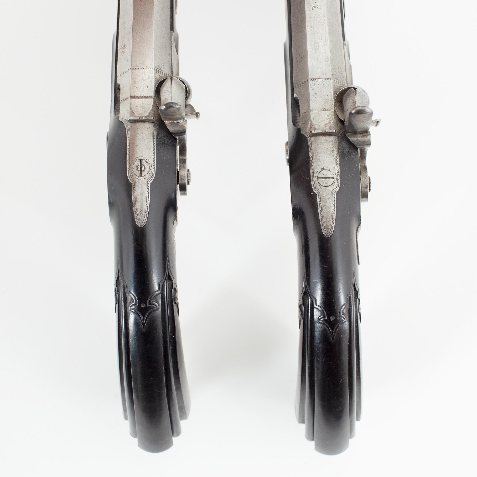 Slaglåspistoler, ett par, franska av Lepage-Moutier, 1840-tal.