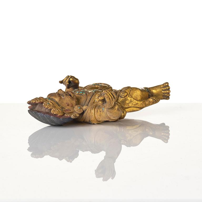 A Sinotibetan gilt bronze figure of Vajrapani, 20th century.