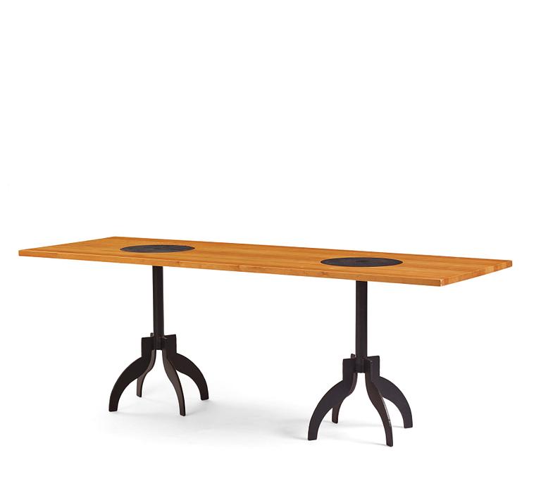 Jonas Bohlin, a birch and iron 'Triptyk' table, Källemo, Sweden, post 1989.