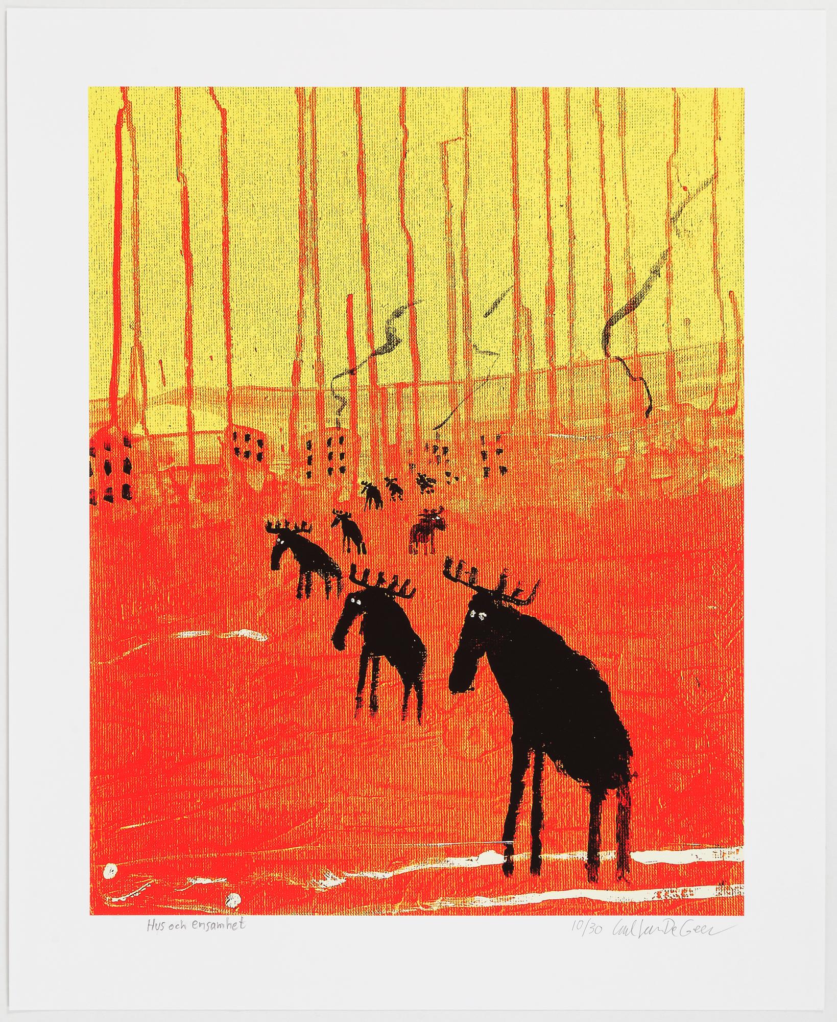 Carl Johan De Geer, lithograph in colours, signed 10/30.