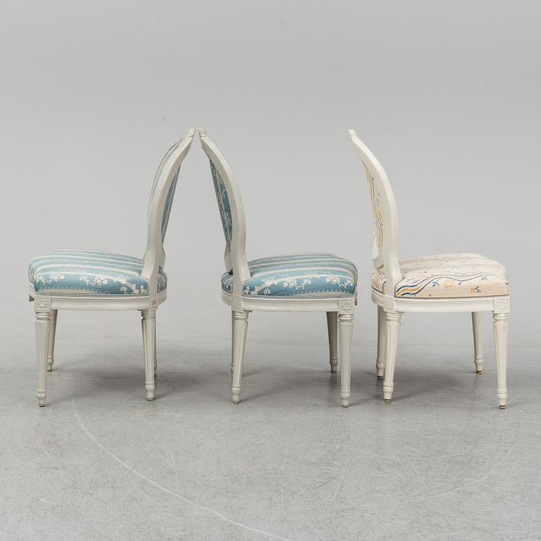 STOLAR 3 st, av Jacob Malmsten (mästare i Stockholm 1780-1788), gustavianska.