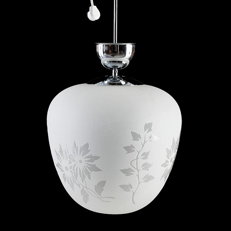 TAKLAMPA, glas, Orrefors, omkring 1940, h 65.