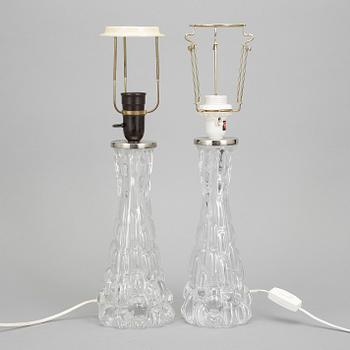 BORDSLAMPOR, 1 par. Carl Fagerlund, Orrefors, 1960-tal.