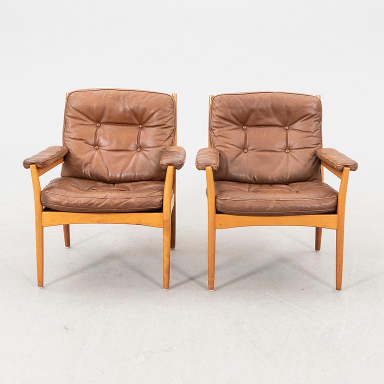 A pair of 1960/60s leather armchairs from G Möbler Nässjö.