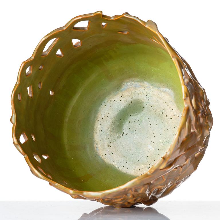 Gunnar G:son Wennerberg, an Art Nouveau, creamware jardinière for Gustavsberg, Sweden, 1905.