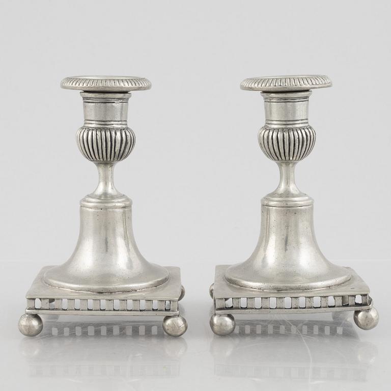 A pair candelsticks, Gustavian style, MunkaTenn, 1995.