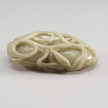 A carved nephrite brush washer, China.