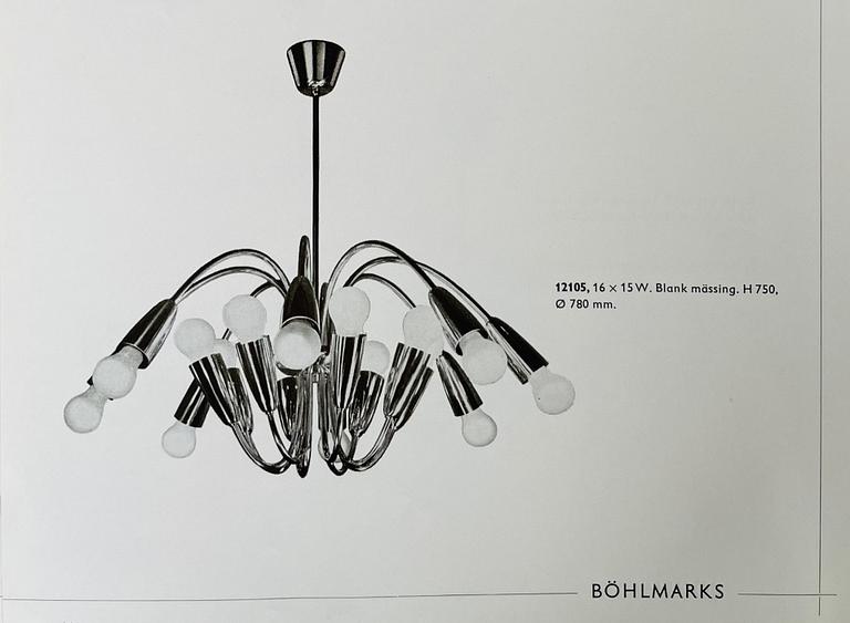 Harald Notini, or Uno Westerberg, a pair of ceiling lamps model "12105", Arvid Böhlmarks Lampfabrik, Stockholm 1950s.