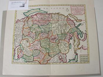 KARTA, kolorerad. Ryssland-Tartarien, Tirion 1740-tal.