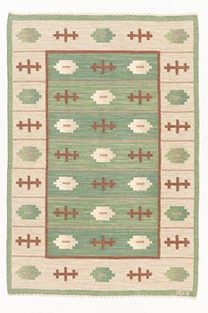 Anna-Greta Sjöqvist, a flat weave rug, signed AGS, c. 221 x 149 cm.