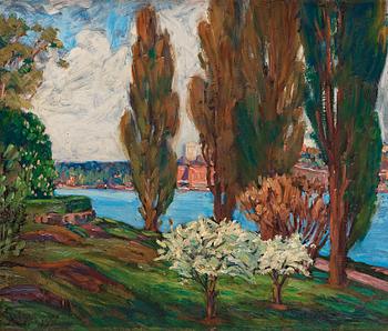 Prins Eugen, "Popplar o. fruktblom" (Poplars and fruit trees in bloom).