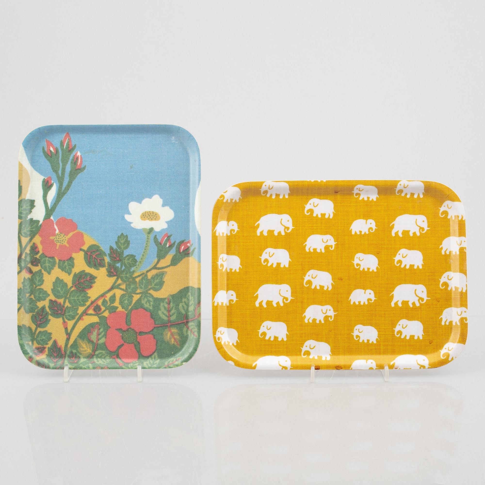 Josef Frank och Estrid Ericsson, brickor, 3 st, samt 1 underlägg, Svenskt Tenn.