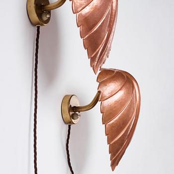 Hans Bergström, vägglampor 1 par, modell "C443", ateljé Lyktan, Åhus 1940-tal.