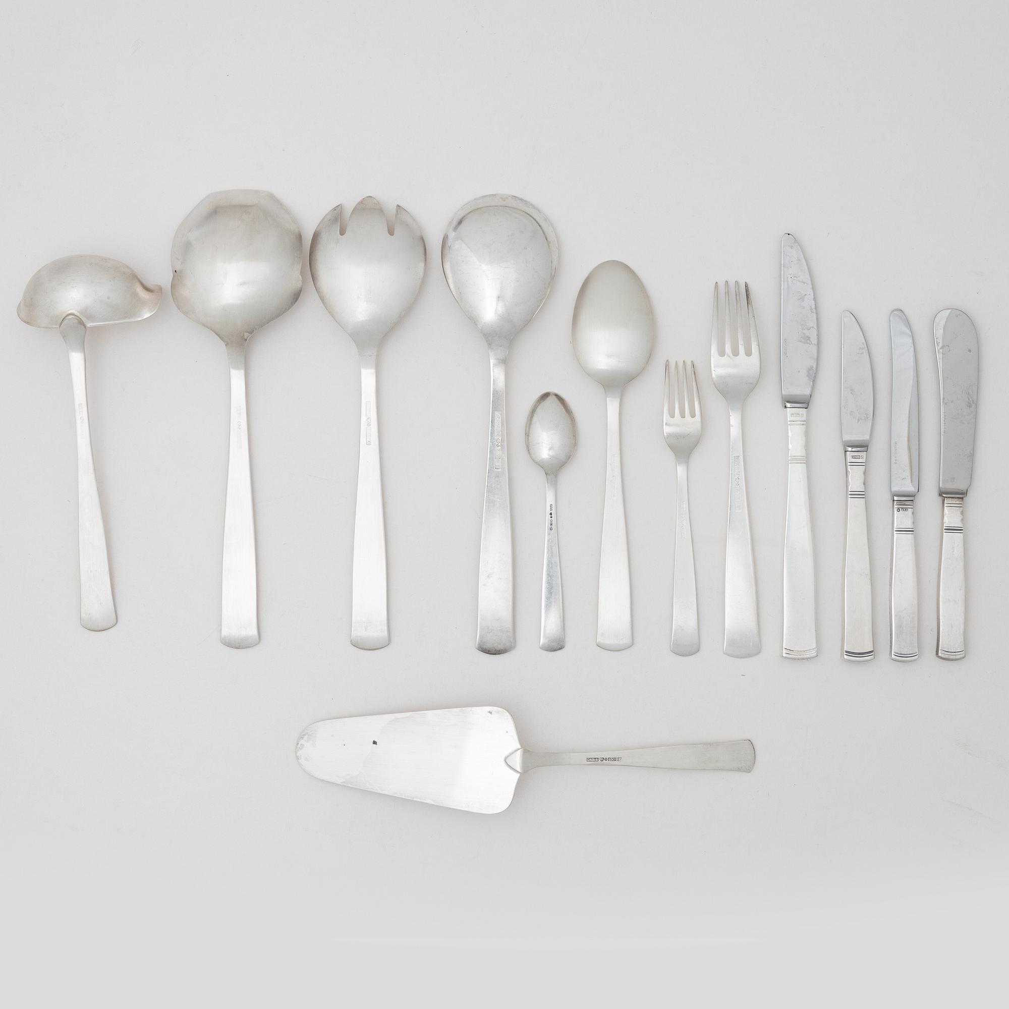 Jacob Ängman, bestickservis, 79 delar, silver, "Rosenholm" GAB, Eskilstuna, 1951-1990.