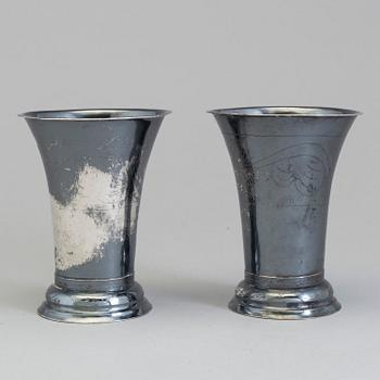 A pair of Swedish 19th century silver beakers, mark of CG Högstedt, Kalmar 1823.