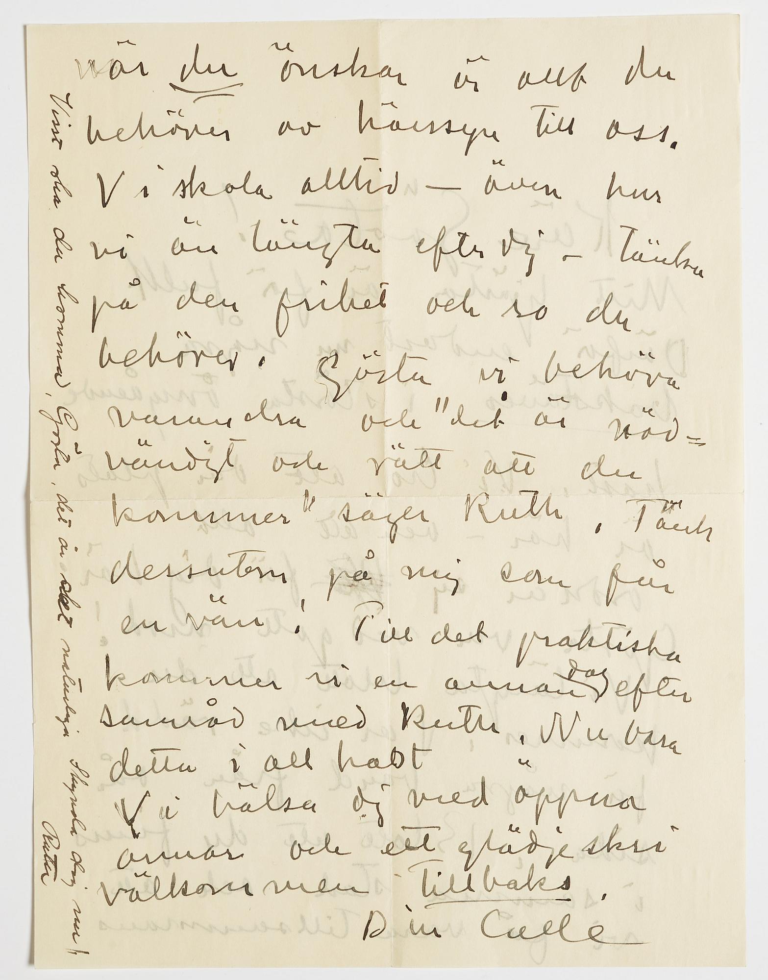 LETTER from Carl Kylberg in Stockholm to GAN (Gösta Adrian-Nilsson) in Lund. Undated. Probably written in 1925-1931.