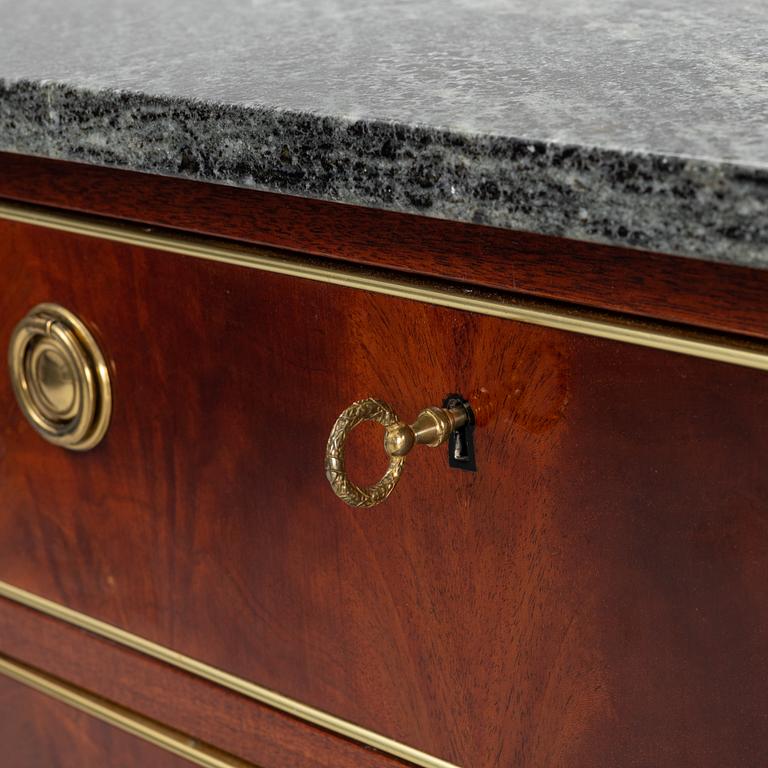 A late Gustavian styled dresser with a marble top.