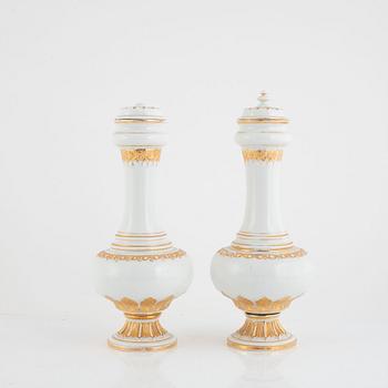 Meissen, covered urn vases, a pair, circa 1800.