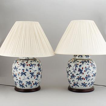 A pair of late 20th century lamps, signed Petersen's with label.