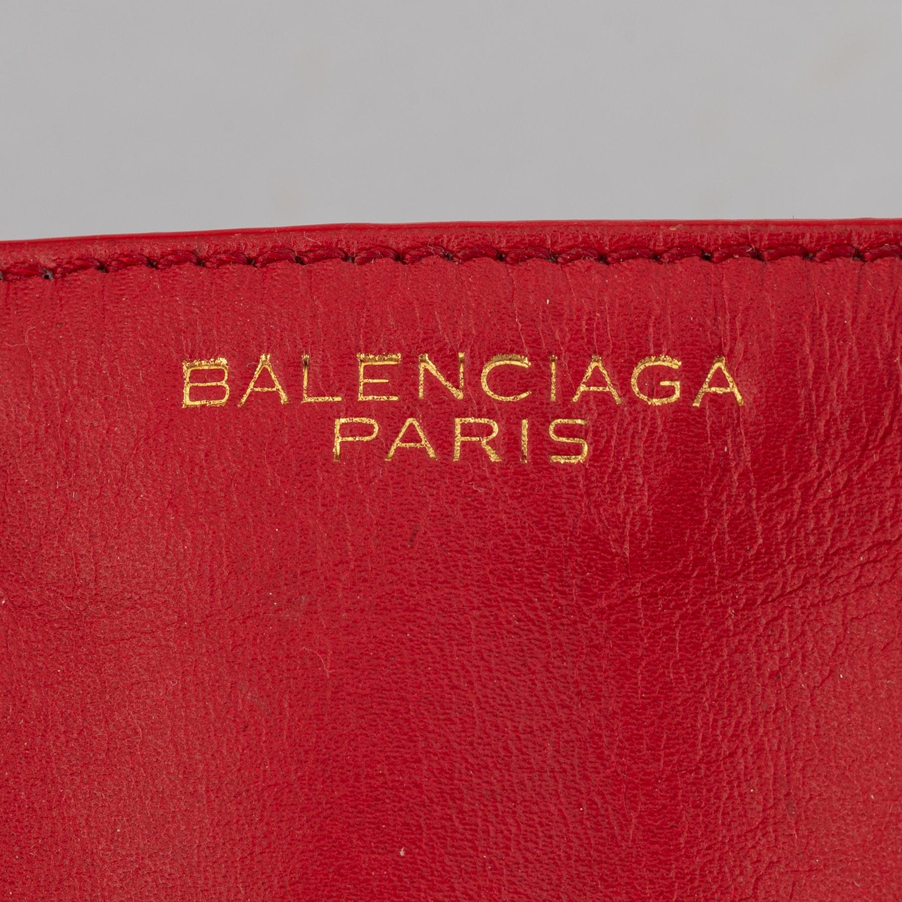 Balenciaga, red leather 'Padlock All Time Tote Bag'.