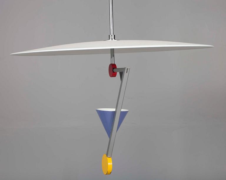 TAKLAMPA, målad plåt, "Halo There", Olle Andersson, 1980-tal. H 60.