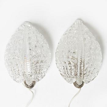 Fritz Kurz, vägglampor, ett par, modell "KD 924", Orrefors, 1950-60-tal.