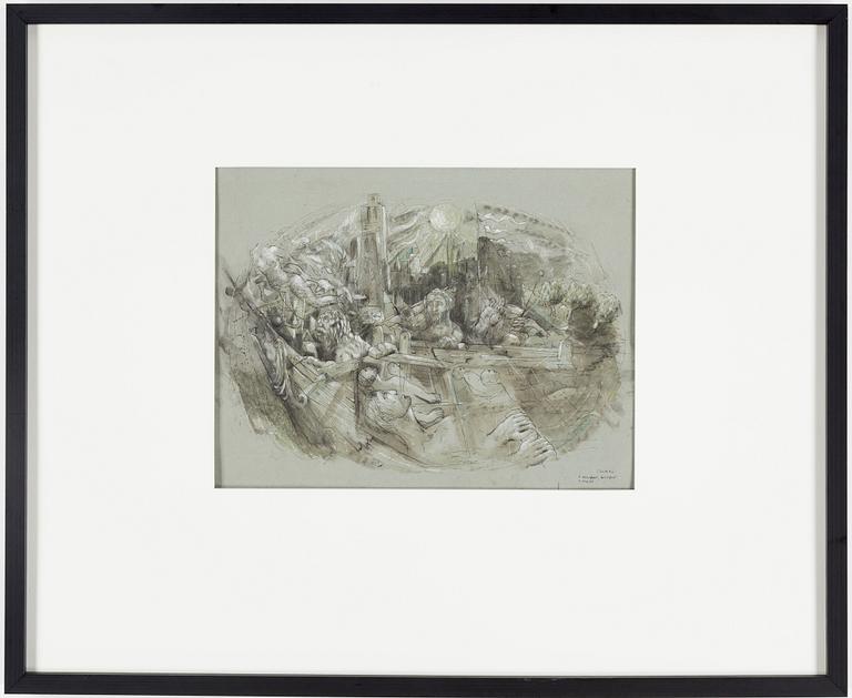 PETER WEISS, mixed media on paper, signed and dated 46.