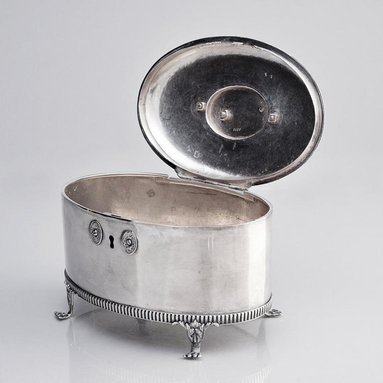 A Swedish early 19th century silver sugar-casket, mark of Adolf Zethelius, Stockholm 1819.