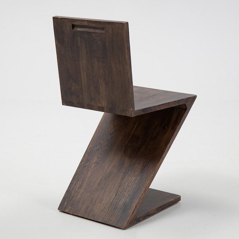 A 'Zig-Zag' chair by Gerrit Rietveld for Cassina, designed 1932-34, marked and numbered.