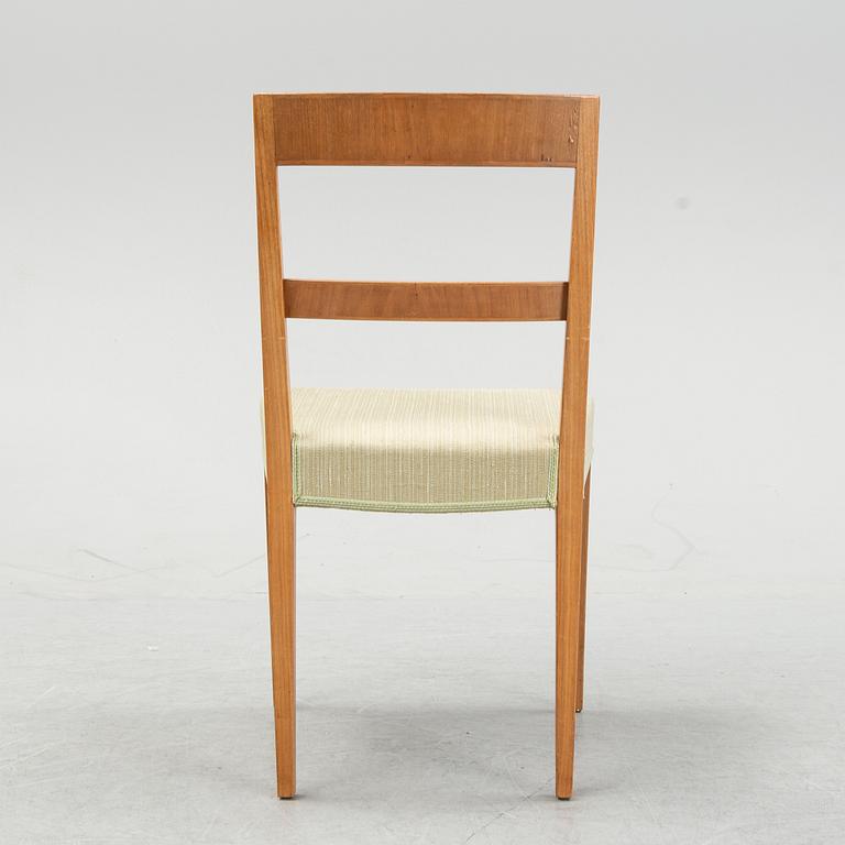 A set of six oak chairs decorated with walnut veneer and inlay, Mobilia Malmö.