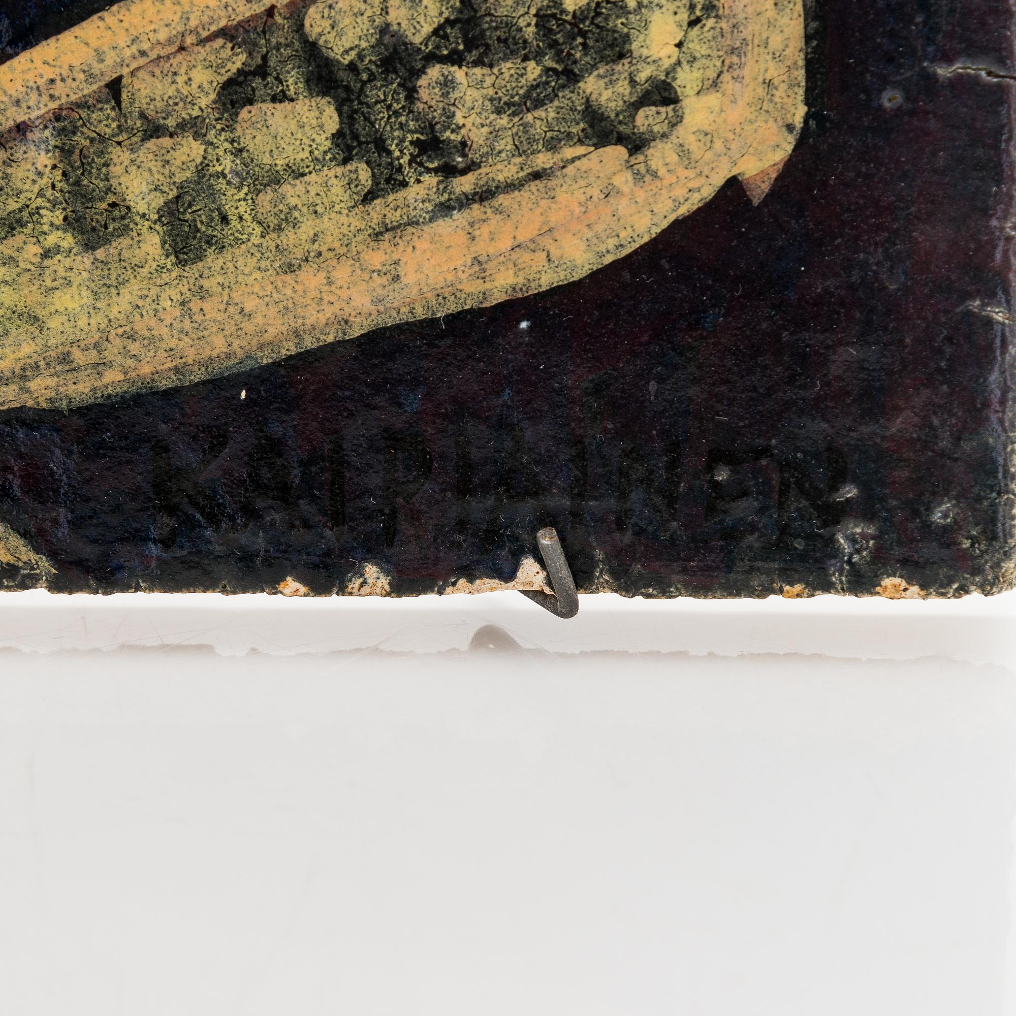 Birger Kaipiainen, reliefi, kivitavaraa, signeerattu Kaipiainen.