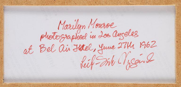 Leif-Erik Nygårds, "Marilyn Monroe photographed in Los Angeles at Bel Air Hotel, June 27th 1962".