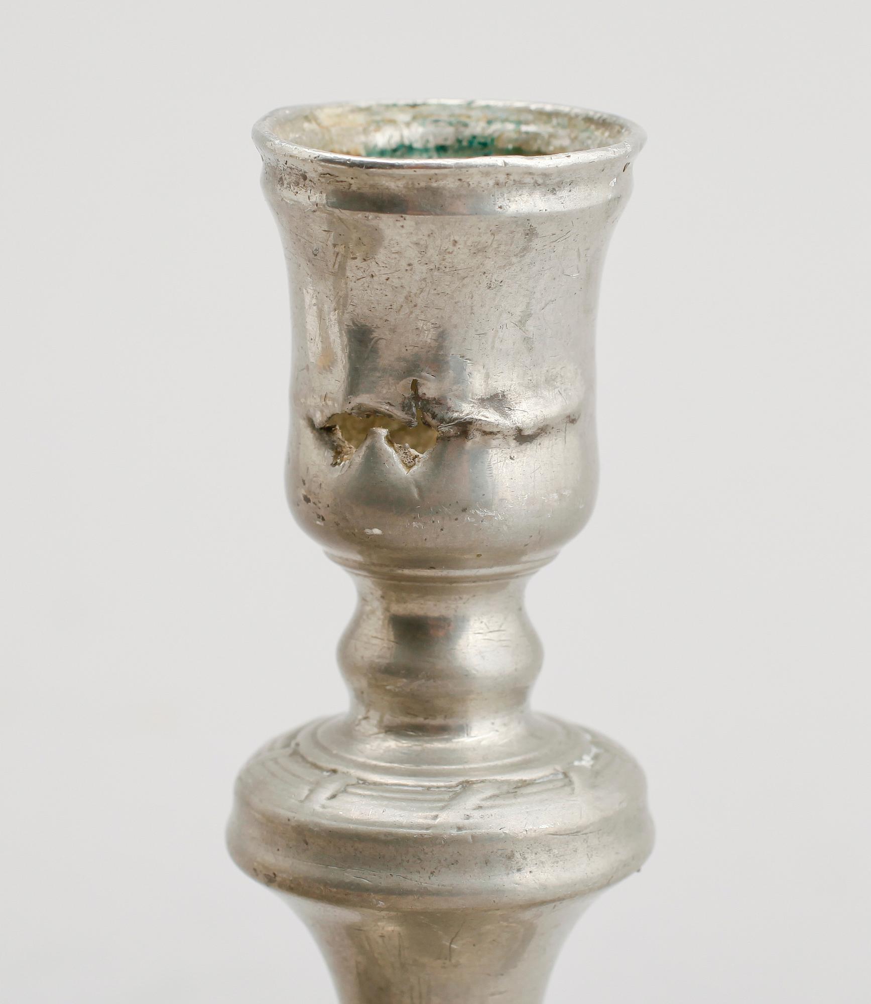 LJUSSTAKAR, 1 par, tenn, Gudmund Östling, Vimmerby 1780.