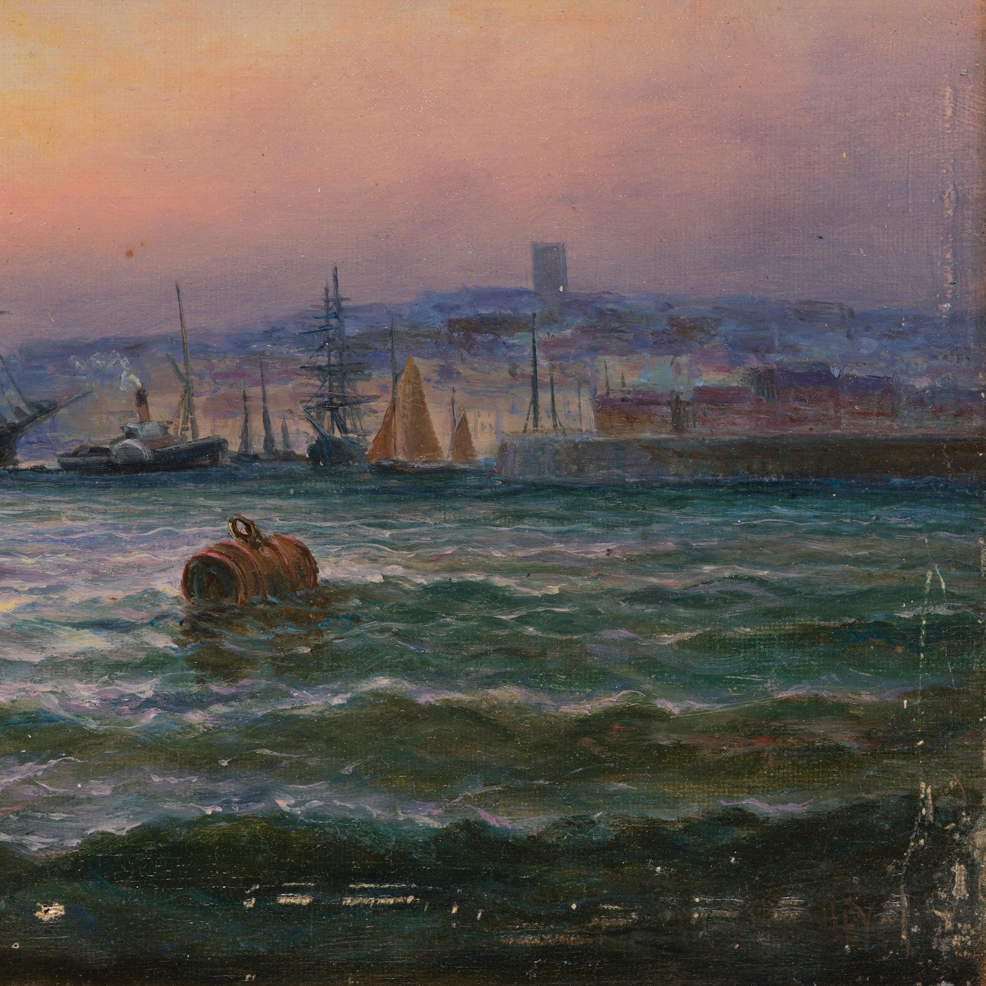 Ships at sunset.
