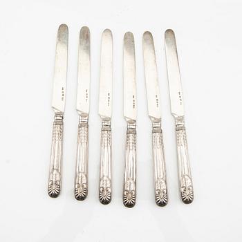Gustaf Möllenborg, knivar 6 st  silver Stockholm 1837.