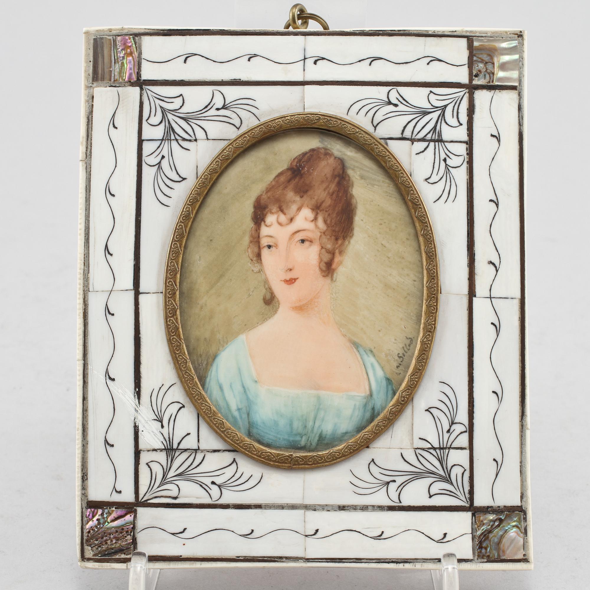 MINIATYRMÅLNING, gouache troligen på ben, 1800-talets andra hälft.