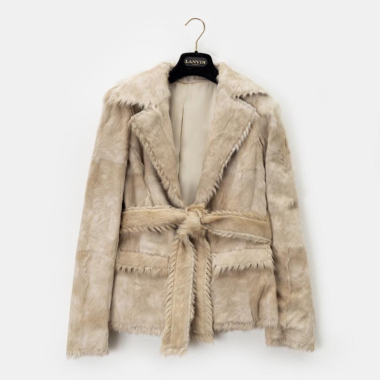 Lanvin, a goat fur jacket with belt, size 34.