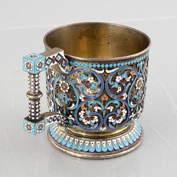 A Russian Silver and Enamel Mug, Moscow, after 1882.